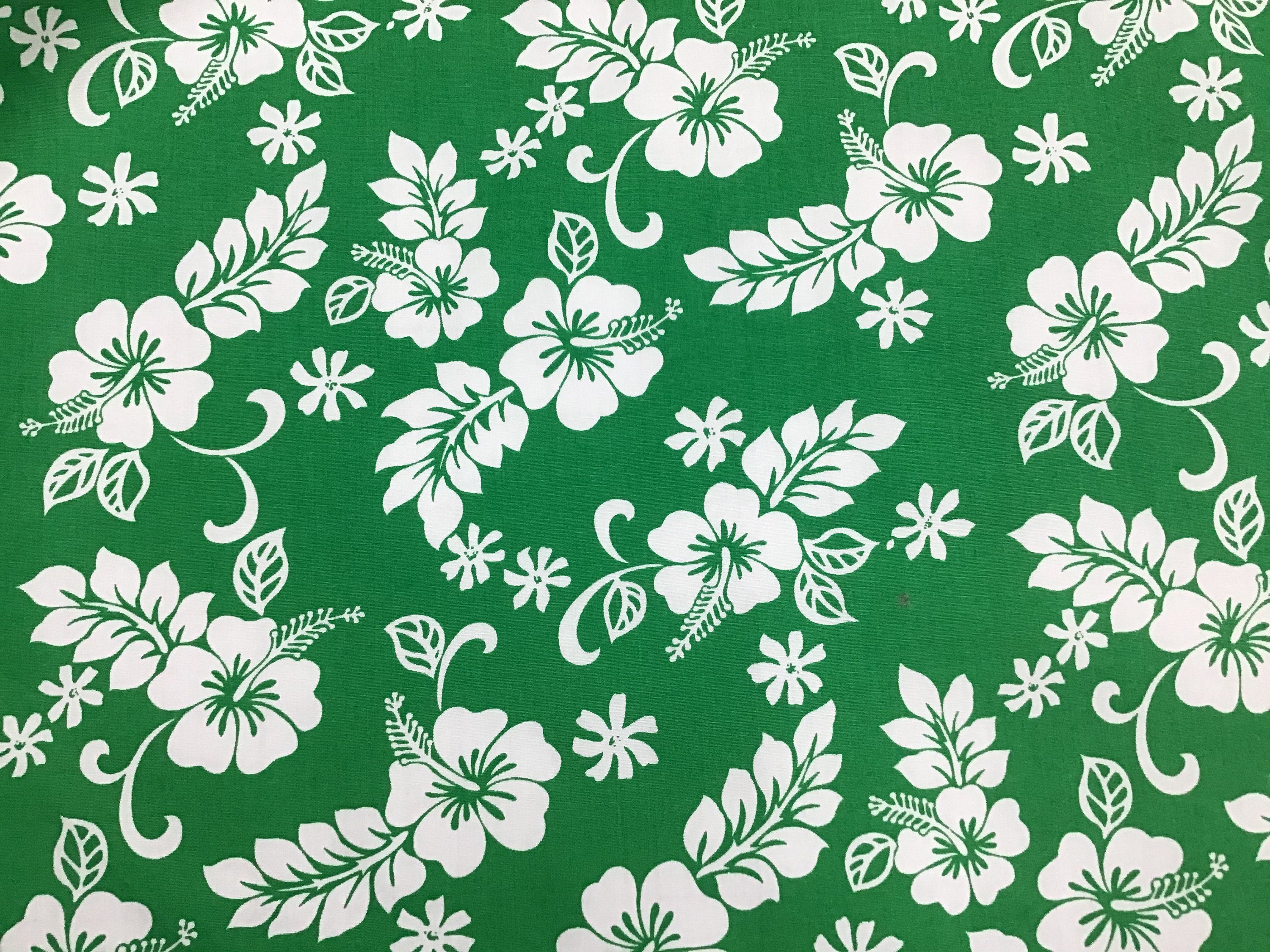 Green Classic Hawaiian Print Fabric 100% Cotton Sold by the Yard