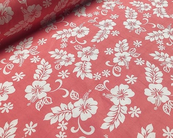 New Color!! Classics Design Hawaiian Print Fabric in Coral Sold by the Yard 100% Cotton