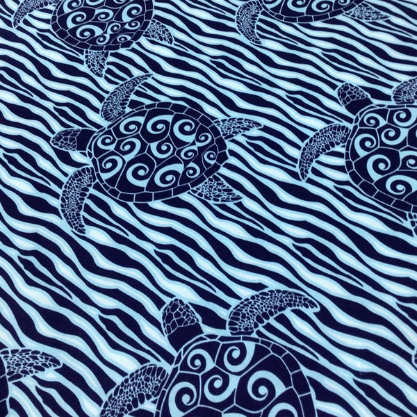 Honu (Turtles) in a Tribal Hawaiian Print Poly Cotton Fabric Sold by the Yard