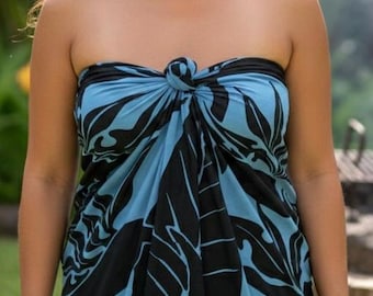 Acquista 5, ricevi uno gratis! Pareo (sarong) leggero Uccello del Paradiso in Nero/Blu Atollo Lava Lava 100% Rayon Copricostume