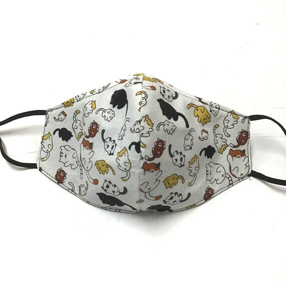 Neko Kittens Japan Print Face Mask Reversible Triple Lined - Etsy