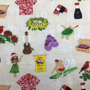 Hawaiian Christmas 100% Cotton Fabric Sold by the Yard