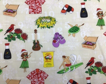 Hawaiianische Weihnachten 100% Baumwollstoff Meterware
