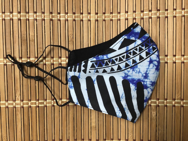 Navy Tapa Tribal Hawaiian Print Face Mask Reversible Triple Etsy
