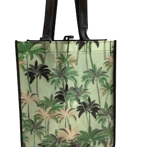 Large Hawaiian Print Shopping Bag Reusable Navy Blue