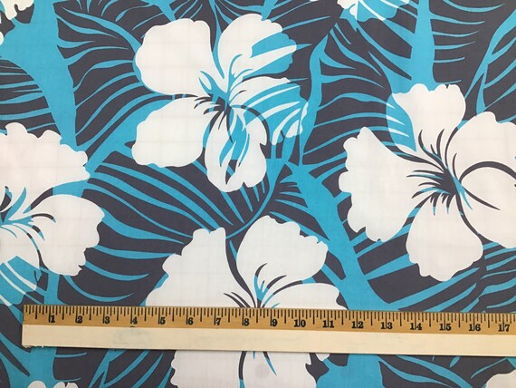 SALE! Blue Hibiscus Hawaiian Print Fabric Poly-cotton (yardage