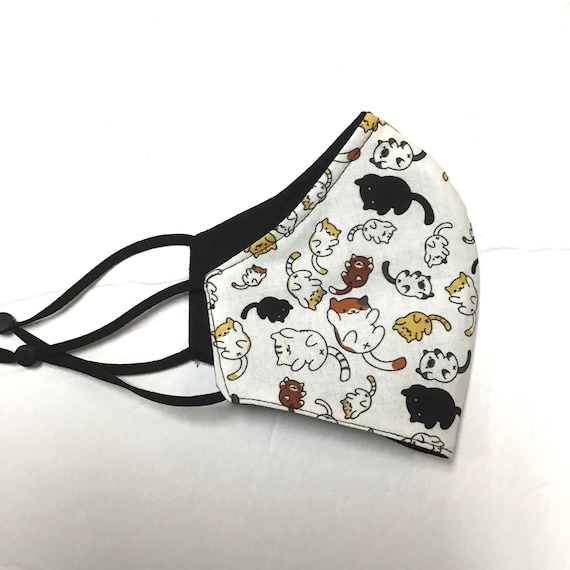 Neko Kittens Japan Print Face Mask Reversible Triple Lined - Etsy