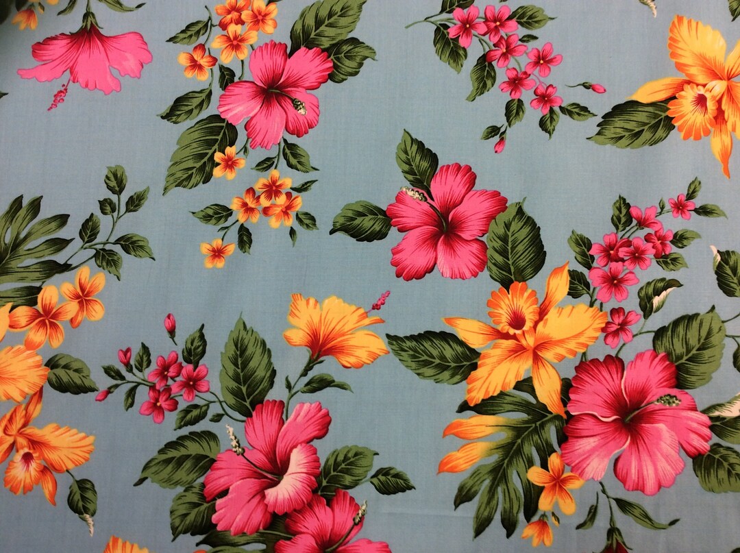 SALE Hawaiian Print Cotton Fabric yardage Available Etsy