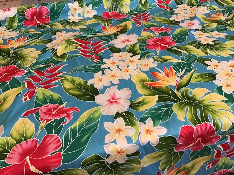 Tropical flowers Cotton Hawaiian Print Yardage Available