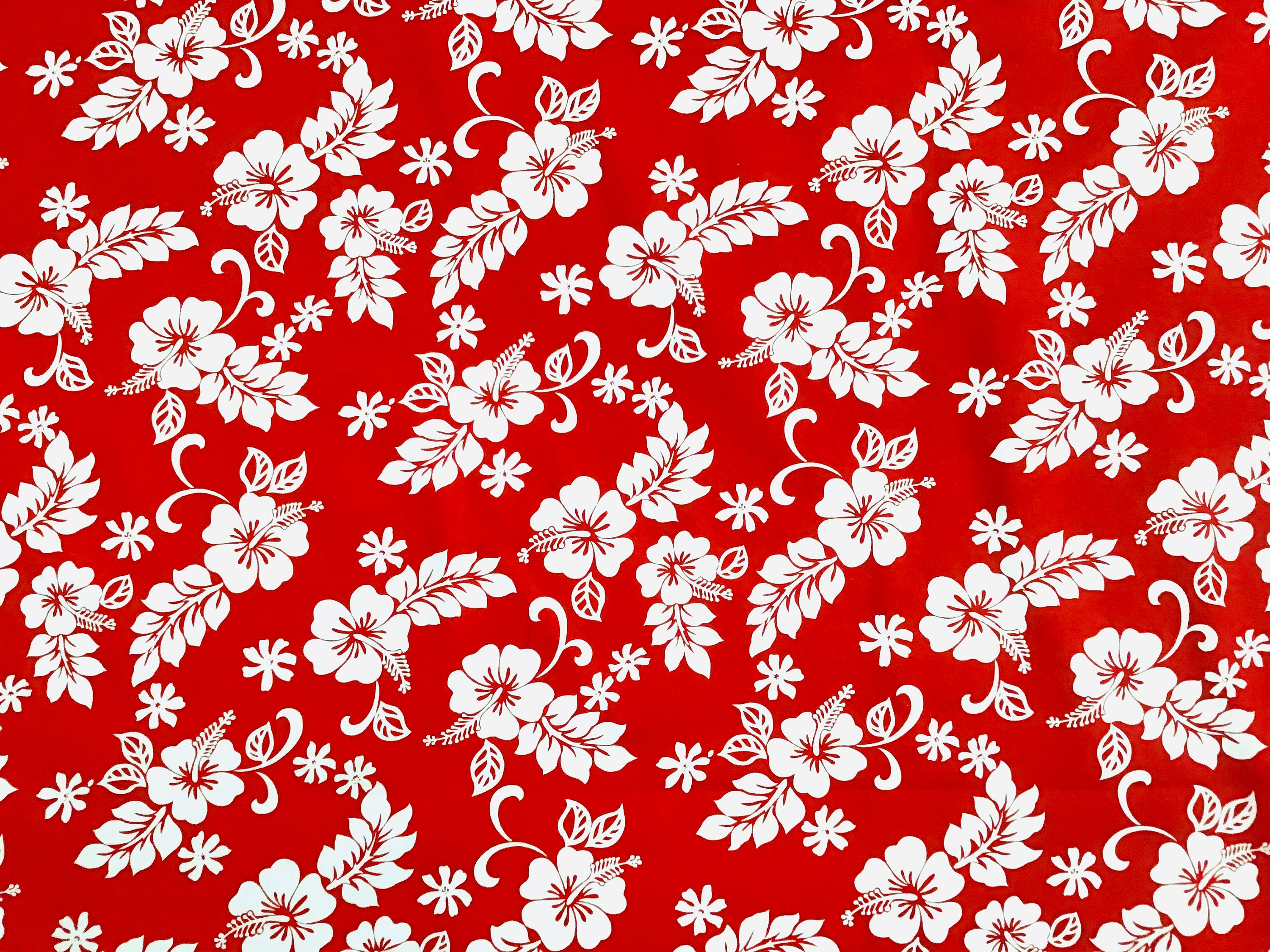 1点物⭕️お安く!◎Custom hawaiian fabric◎NR2◎9.7 Red Classic Hawaiian Print Fabric 100% Cotton Sold by the Yard