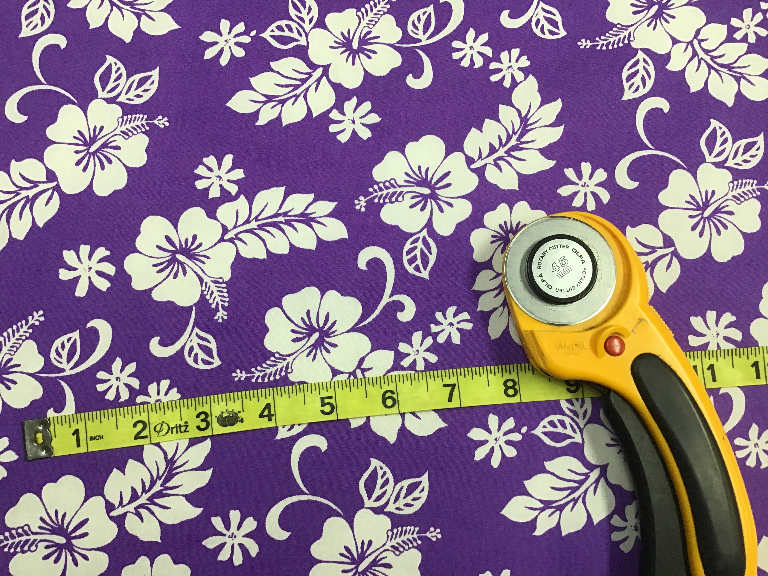 Purple Classic Hawaiian Print Fabric 100% Cotton Sold by the Yard