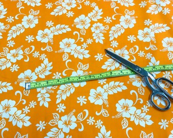 Light Orange Classic Hawaiian Print Fabric 100% Cotton Sold