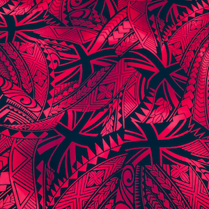 Red Hawaiian Tribal 100% Cotton Hawaiian Print Fabric Sold by the Yard