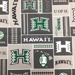 Exclusive University of Hawaii Football  100% Cotton Hawaiian Print Fabric Sold by the Yard