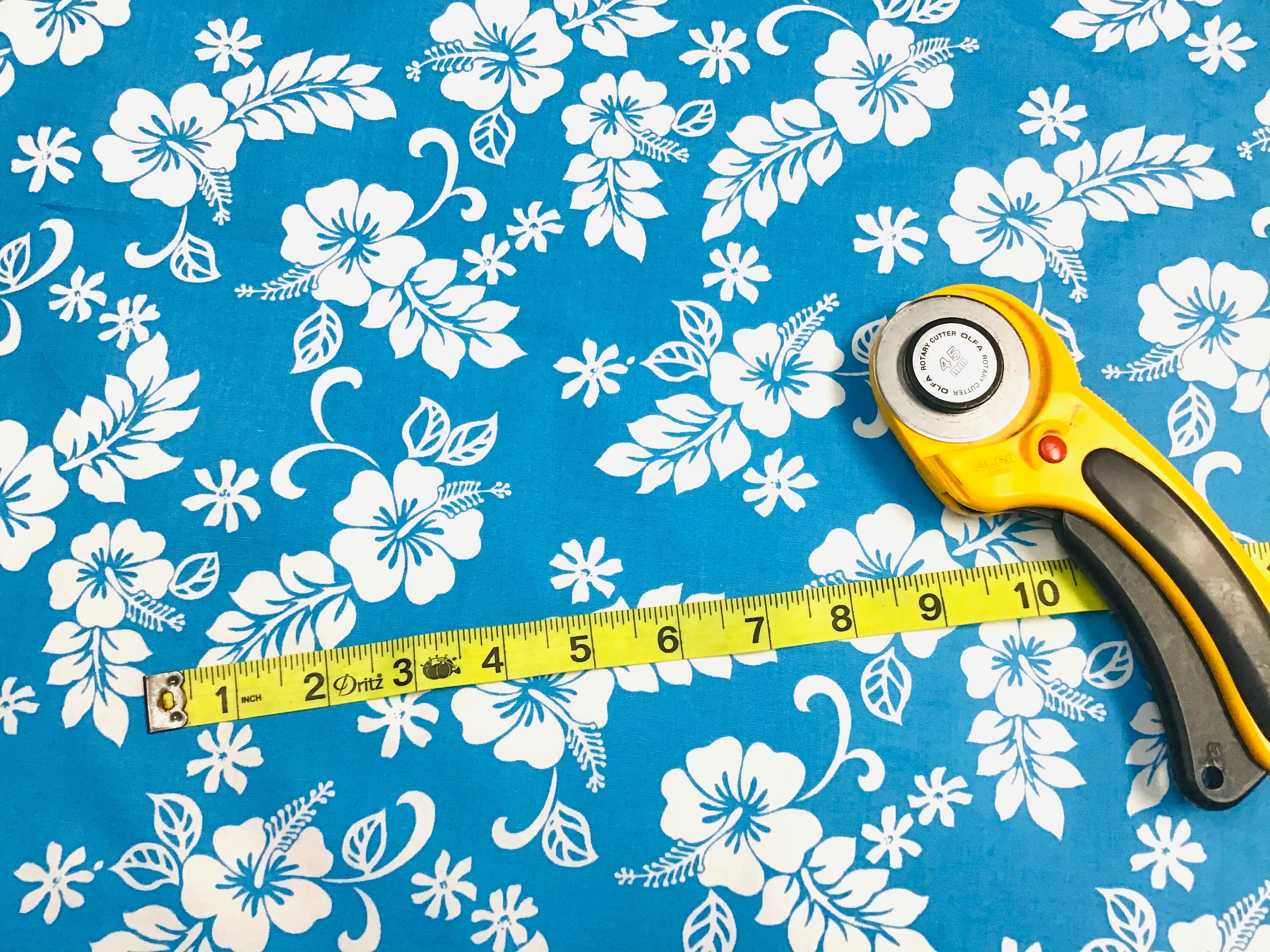 Turquoise Classic Hawaiian Print Fabric 100% Cotton Sold by the