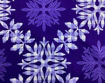 Purple Palaka Quilt Tropical Hawaiian Print Fabric 100% Cotton Sold by the Yard