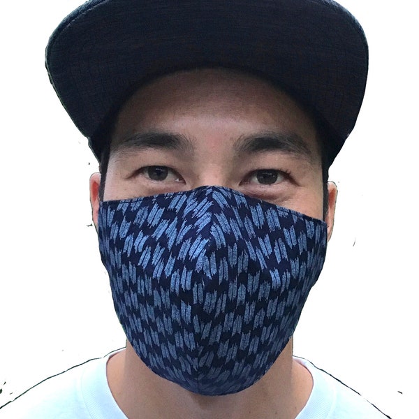 Quality Japan shibori Indigo Face Mask  Reversible (triple lined)