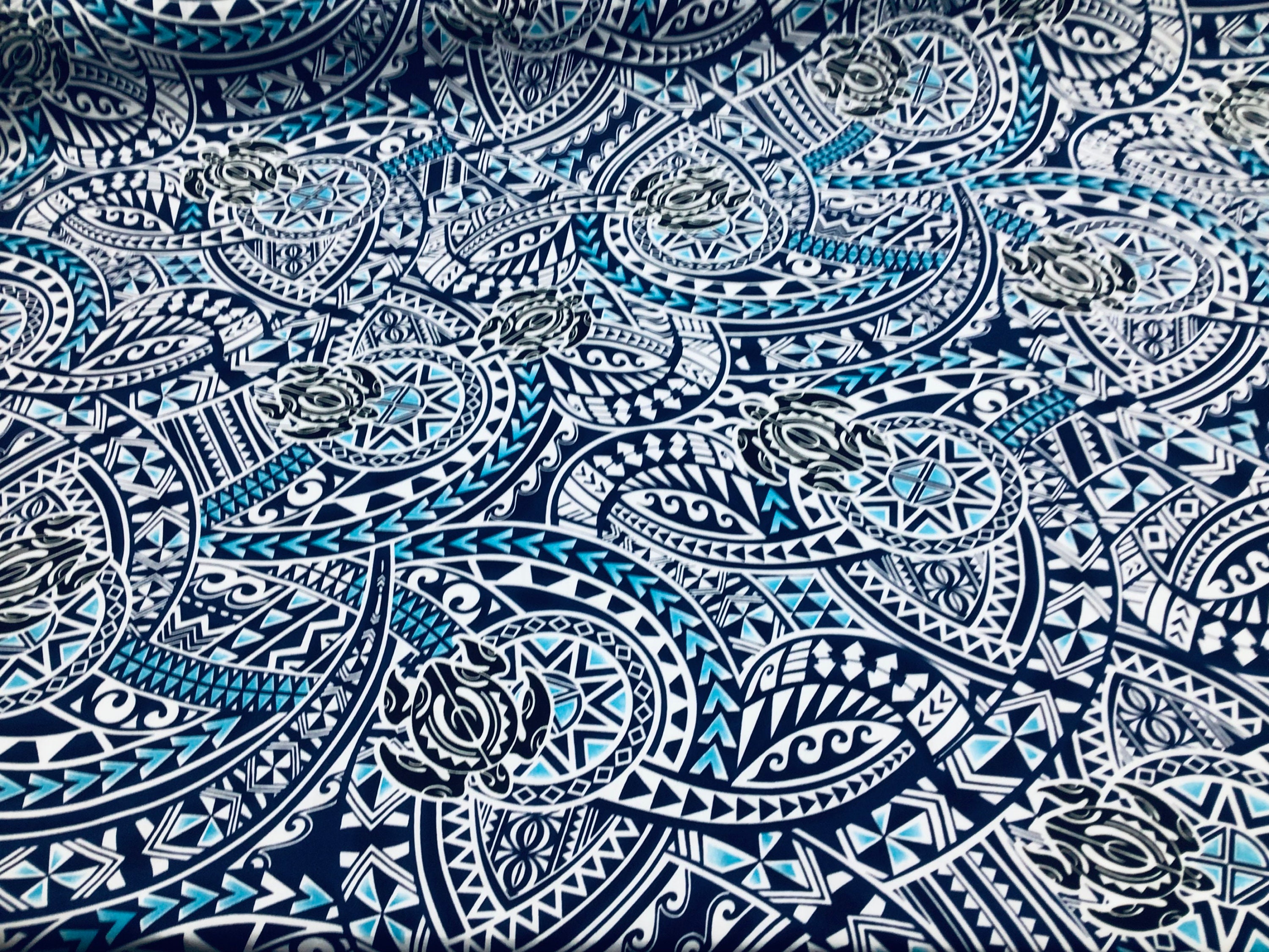 Navy Blue /turquiose Honu (turtle) Tribal Hawaiian Print Fabric