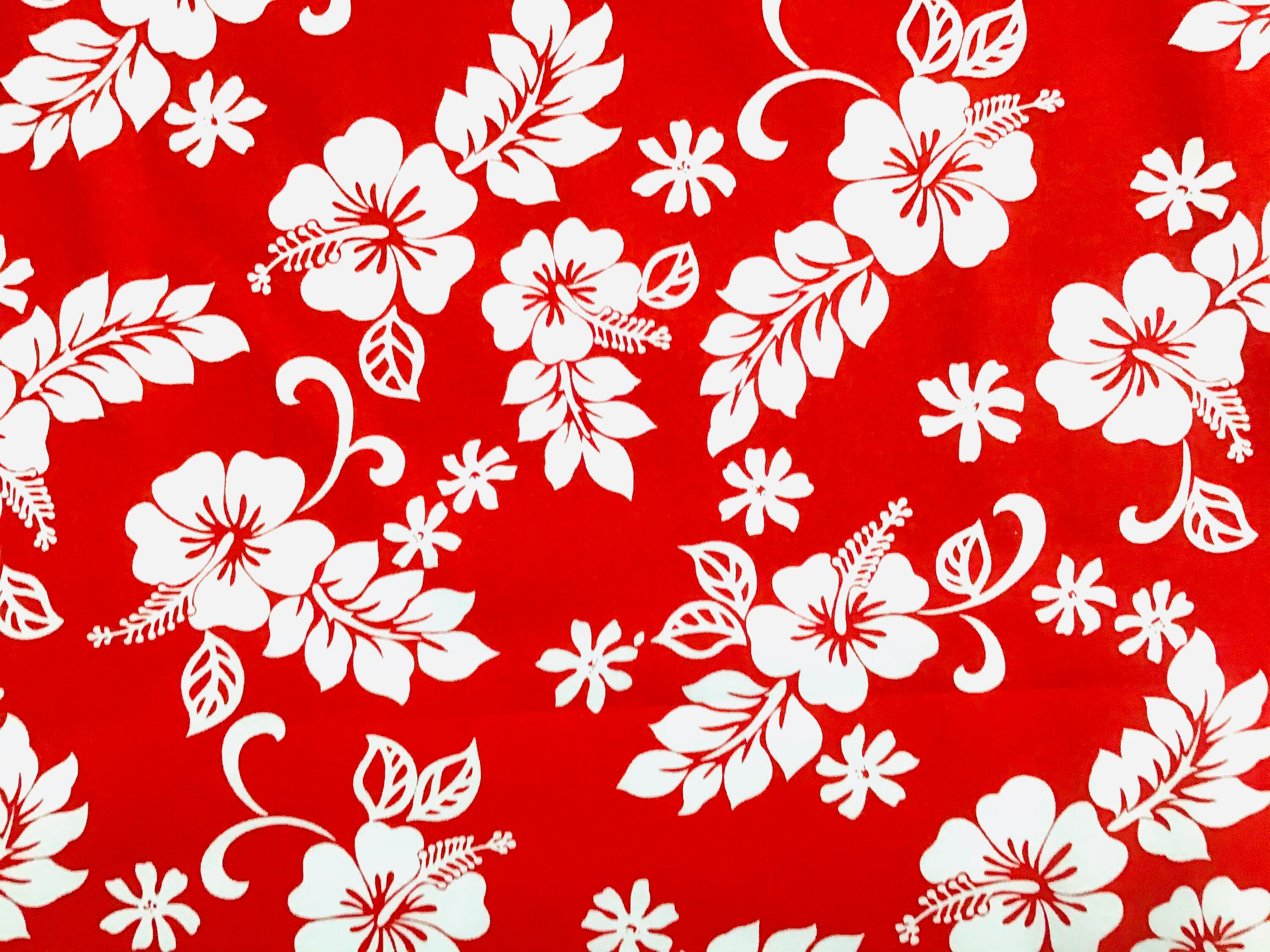 Red Classic Hawaiian Print Fabric 100% Cotton Sold by the Yard
