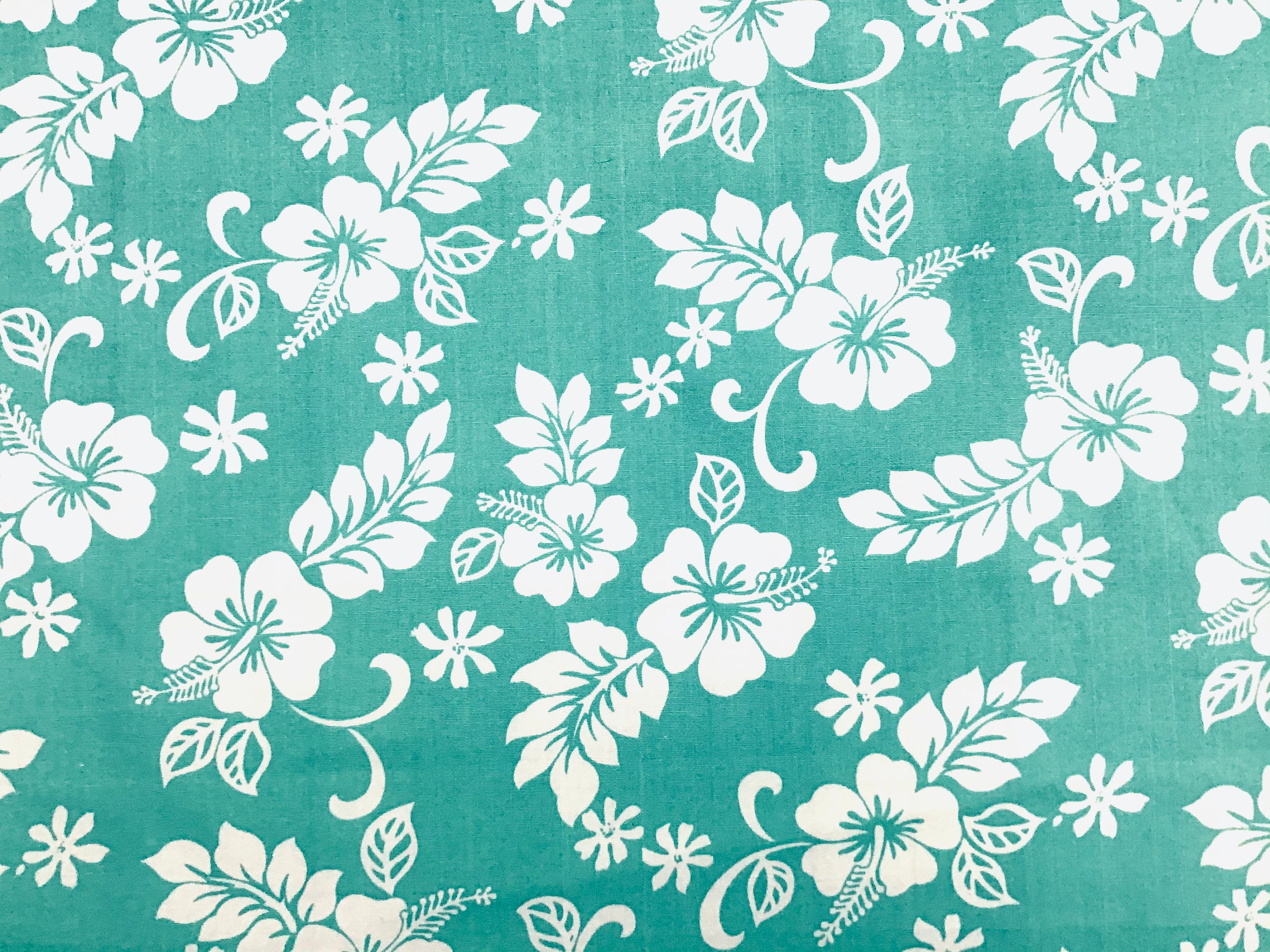 Dark Mint Classic Hawaiian Print Fabric 100% Cotton Sold by the