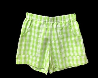Pantaloncini elastici Palaka a vita alta da donna con tasche (Palaka verde lime nella foto)