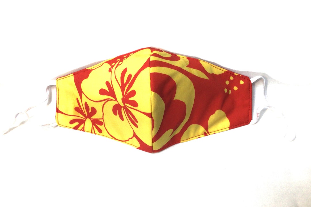 Tahitian Red & Yellow Hawaiian Print Face Mask Limited Supply Etsy