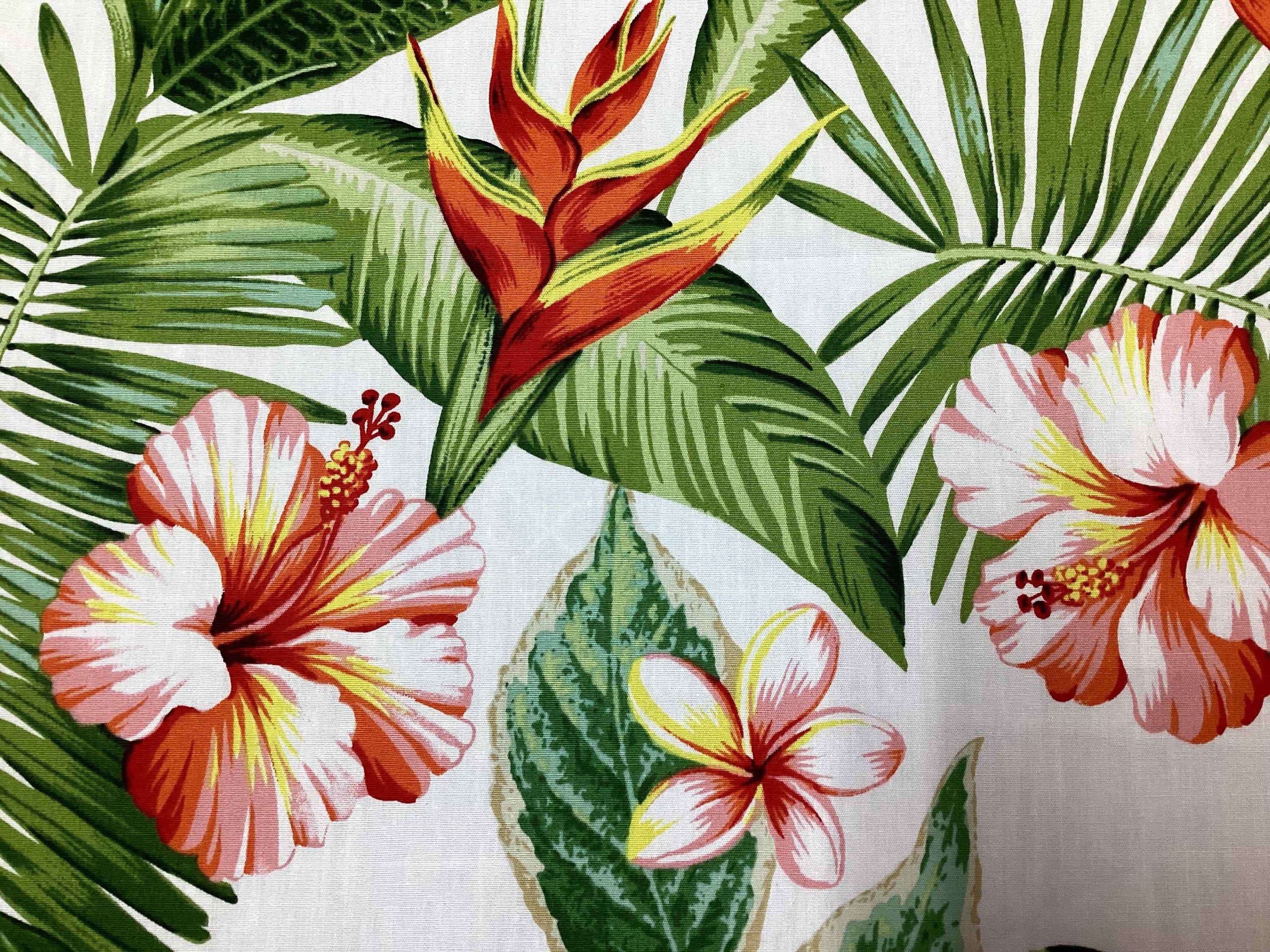 Bird of Paradise Hibiscus and Plumeria Tropical Hawaiian Print