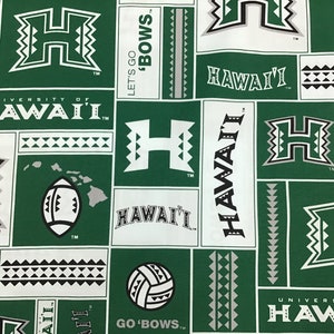 University of Hawaii Football  100% Cotton Hawaiian Print Fabric Sold by the Yard