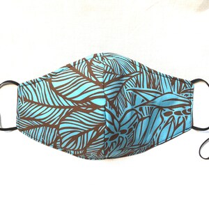 Ti Leaf Lei Hawaiian Print Face Mask Reversible Triple Lined Nose Wire