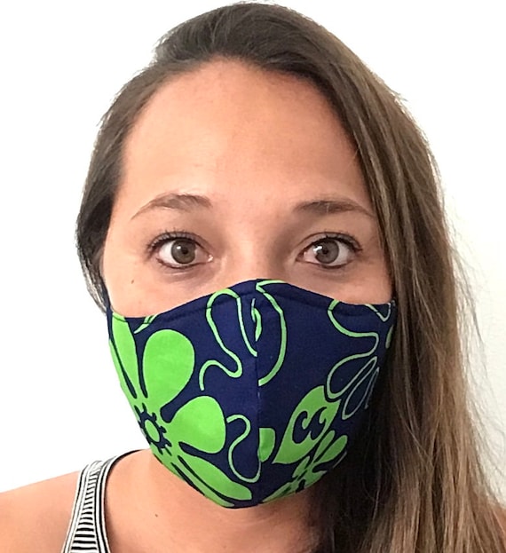 Maschera Facciale Con Stampa Hawaiana Plumeria Nera Reversibile (tripla Fodera) - Italia - Foto 9