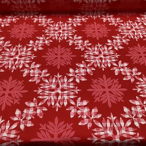 Red Palaka Quilt Tropical Hawaiian Print Fabric in Poly Cotton Sold by ...