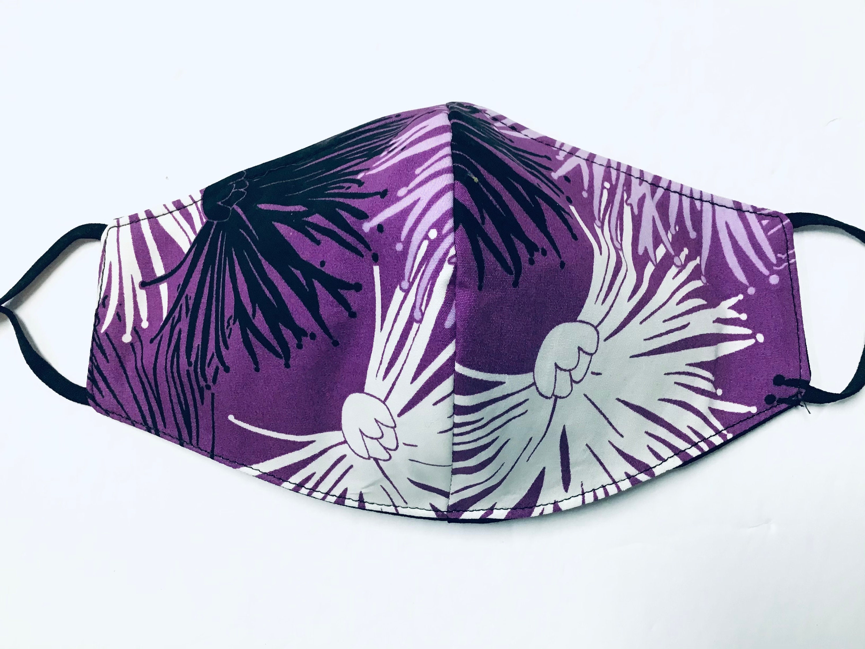 Purple Lehua Blossoms Hawaiian Print Adult Face Mask (triple Lined