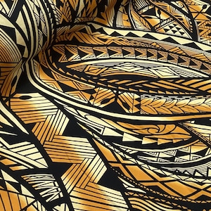 Hawaiian Tribal in Bronze Hawaiian Print Fabric 100% Cotton Sold by the Yard