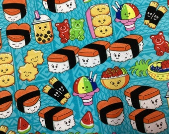 Fun Musubi Hawaiian Print Fabric 100% Cotton Sold by the Yard