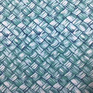 Blue Lauhala Weave Hawaiian Print In Poly-Cotton    (Yardage Available)