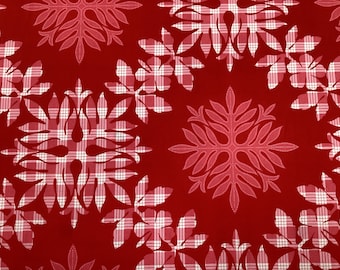 Red Palaka Quilt Tropical Hawaiian Print Fabric 100% Cotton Sold by the Yard