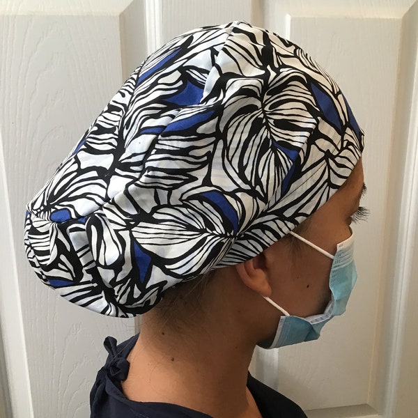 Buy 5 Get one FREE! Euro Style Handmade Hawaiian Print Nurses Scrub Cap Unisex Adult One Size fits All