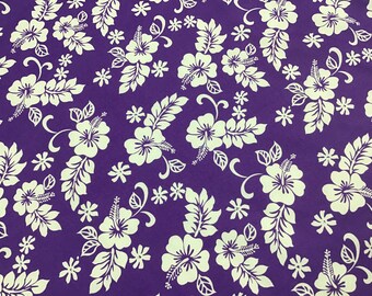 Purple Classic Hawaiian Print Fabric 100% Cotton Sold by the Yard