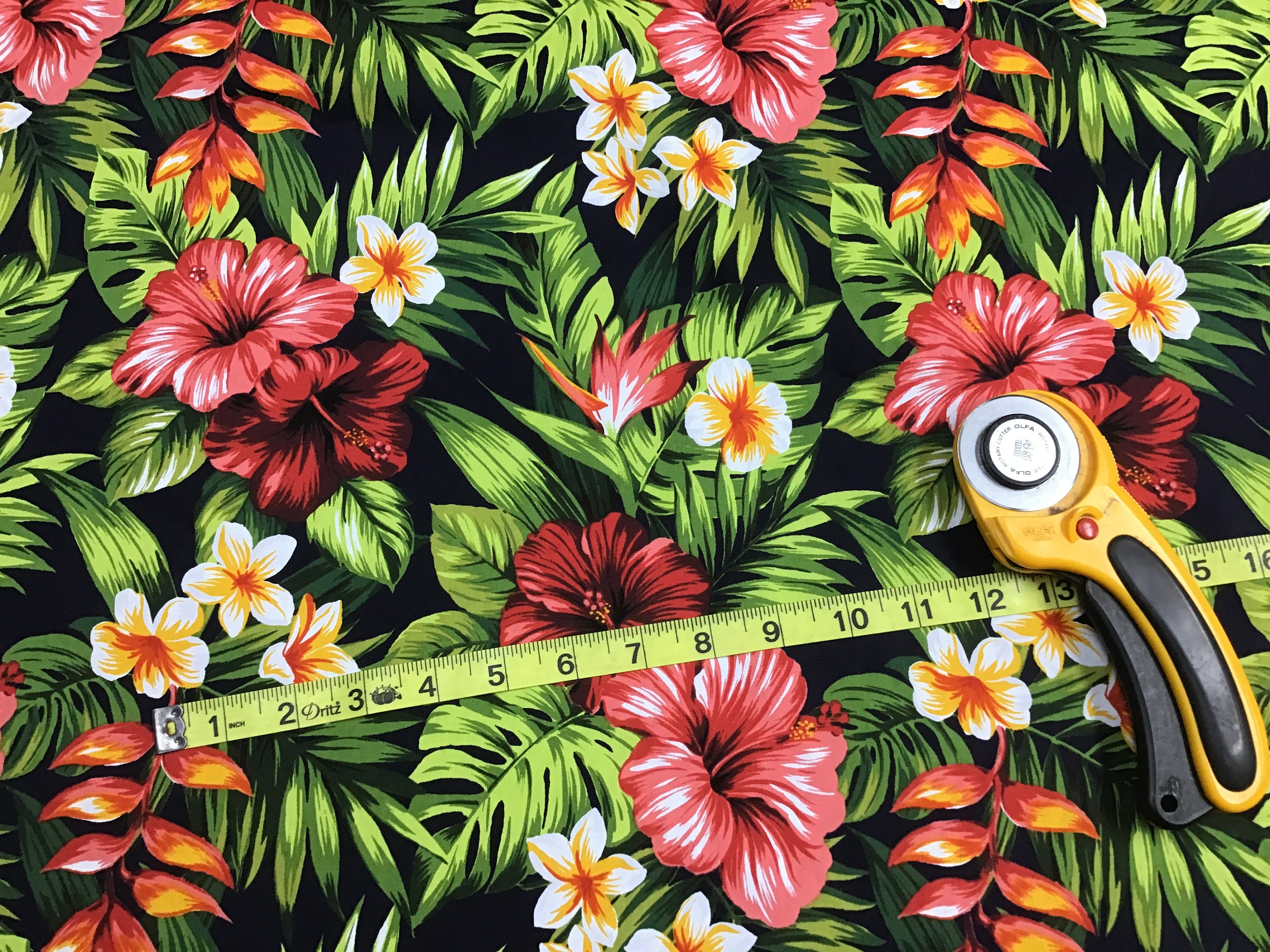 Hawaiian Print Cotton Fabric Etsy
