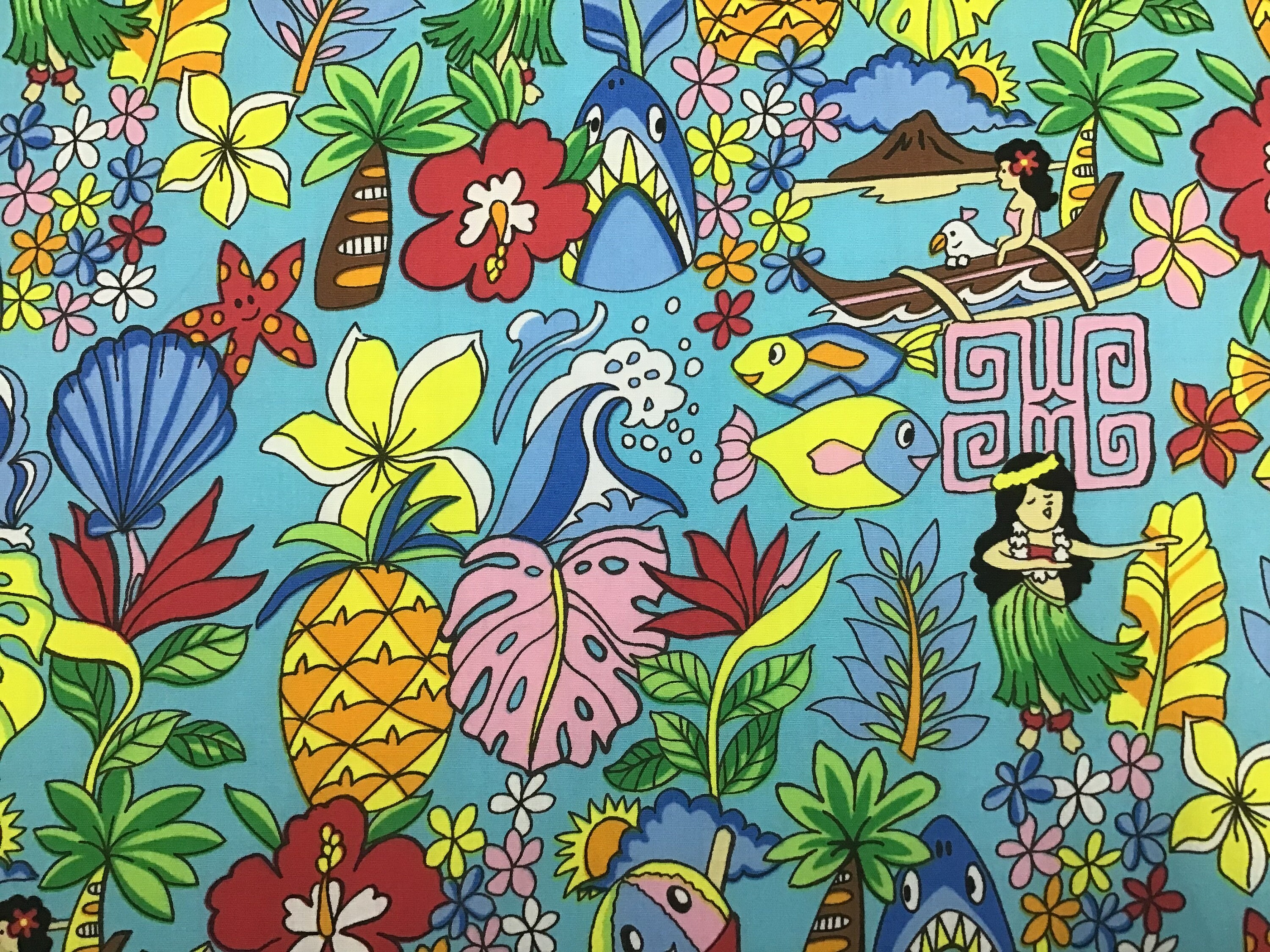 Fun Local Hawaiian Print Fabric 100% Cotton Sold by the Yard