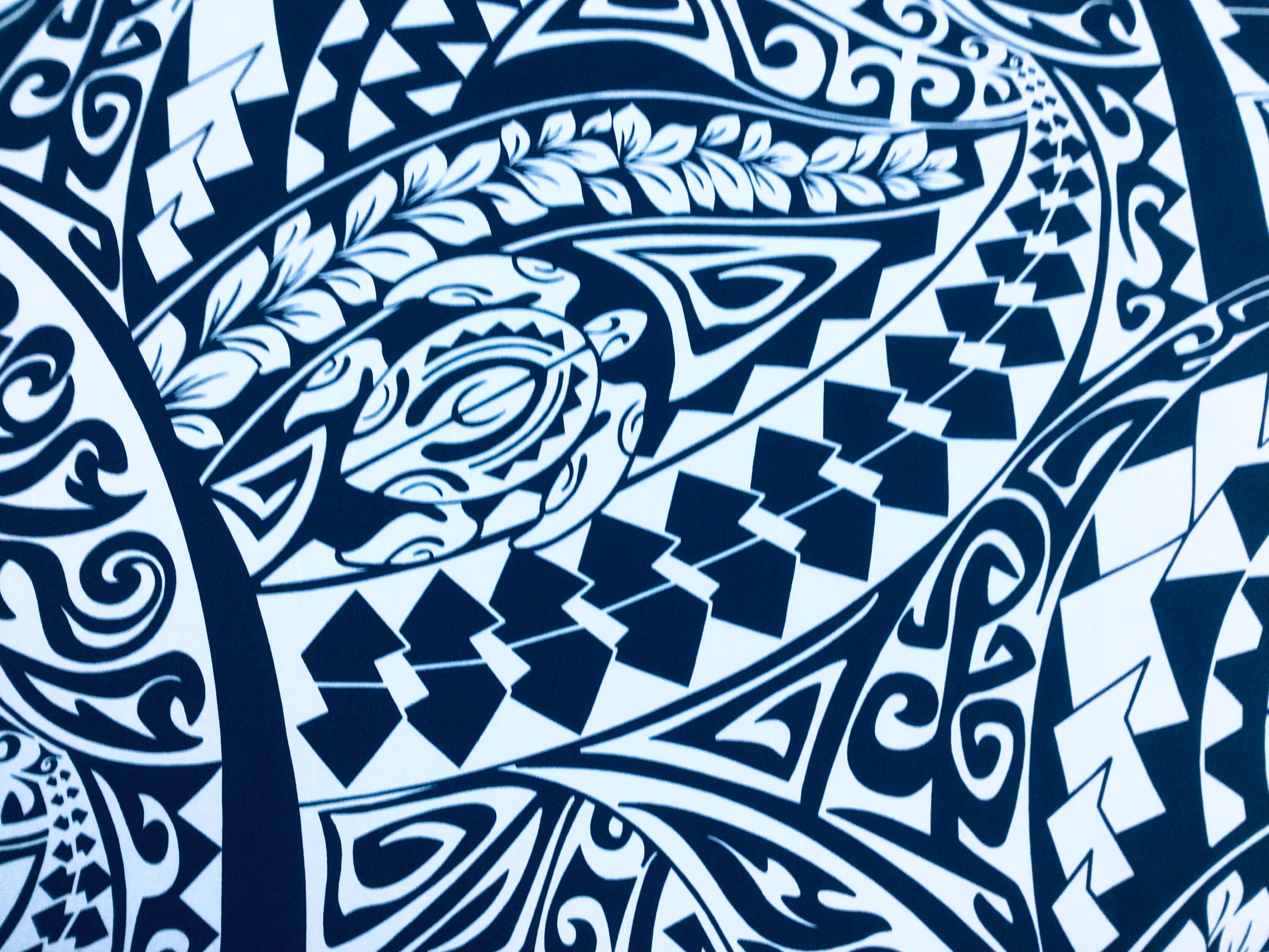 Blue on Blue Honu Tribal Hawaiian Print in 100% Cotton Sold