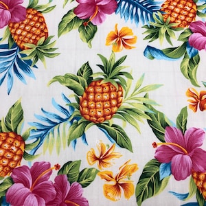 Hawaiian Print Cotton Fabric (Yardage Available)