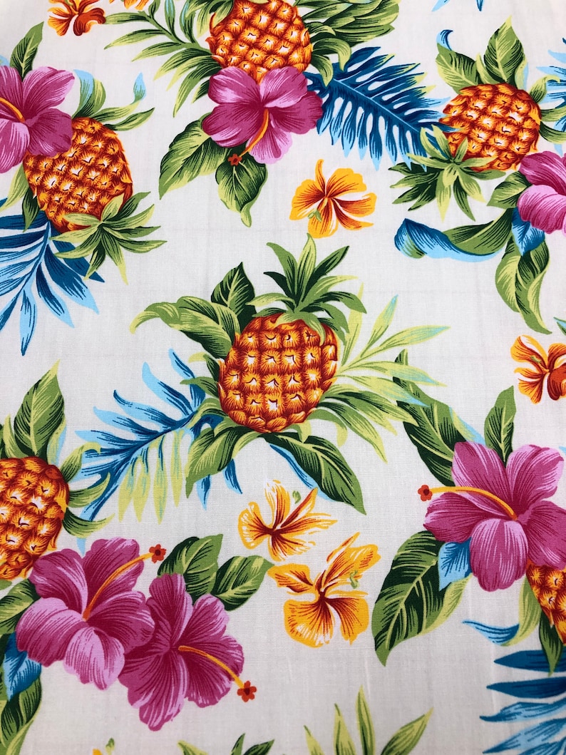 Hawaiian Print Cotton Fabric yardage Available Etsy Ireland
