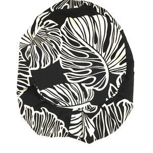 Buy 5 Get one FREE! Euro Style Black Monstera Leaf Hawaiian Print Nurses Scrub Cap   Adult One Size fits All