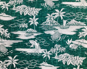 Forest Green Tropical  100% Cotton Hawaiian Print Sold by the Yard