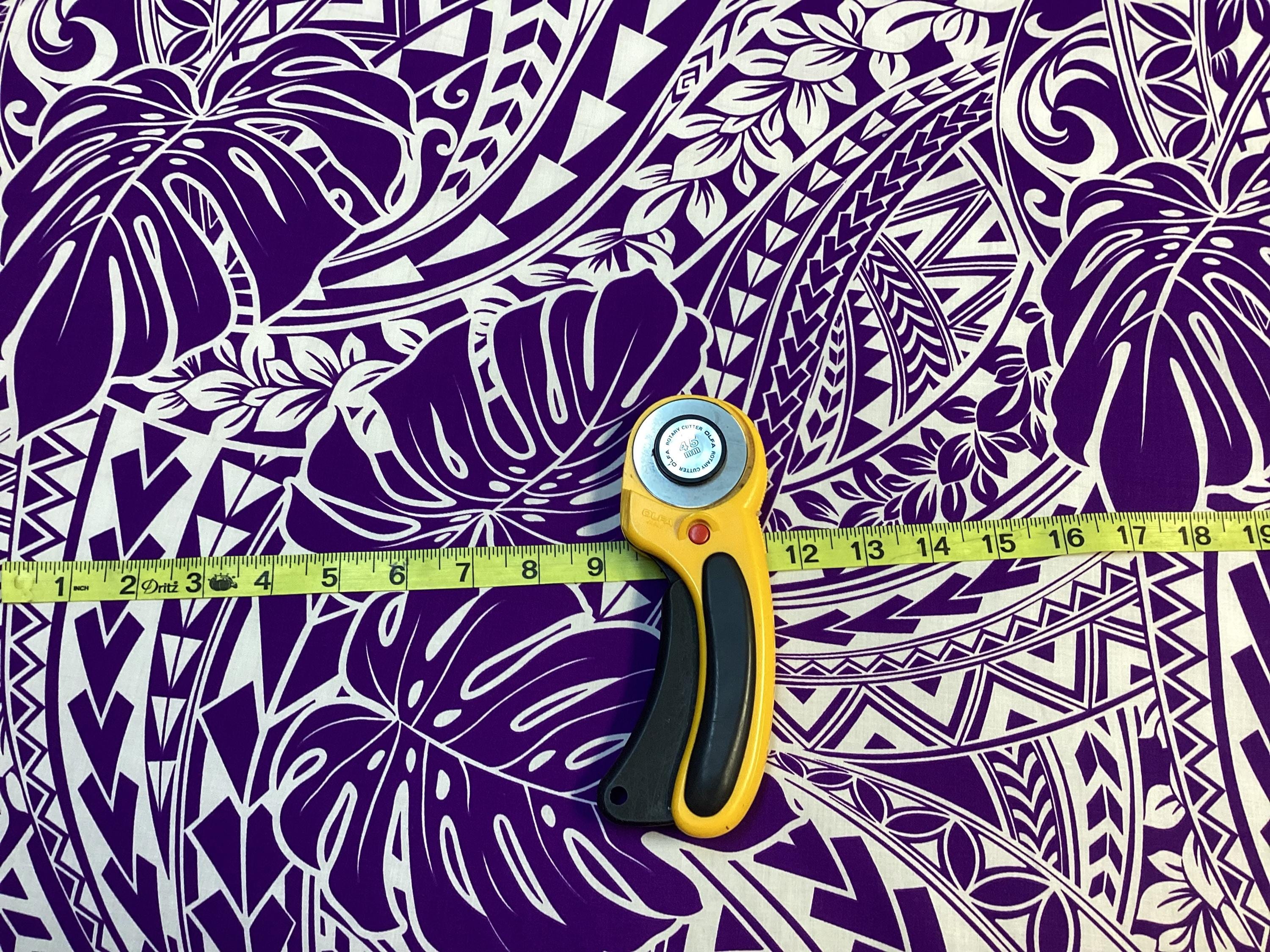 ラ*ー様 お安く!⭕️Custom hawaiian fabric◎Pivot◎ Purple Hawaiian Tribal With Monstera Leaf in Poly Cotton Hawaiian