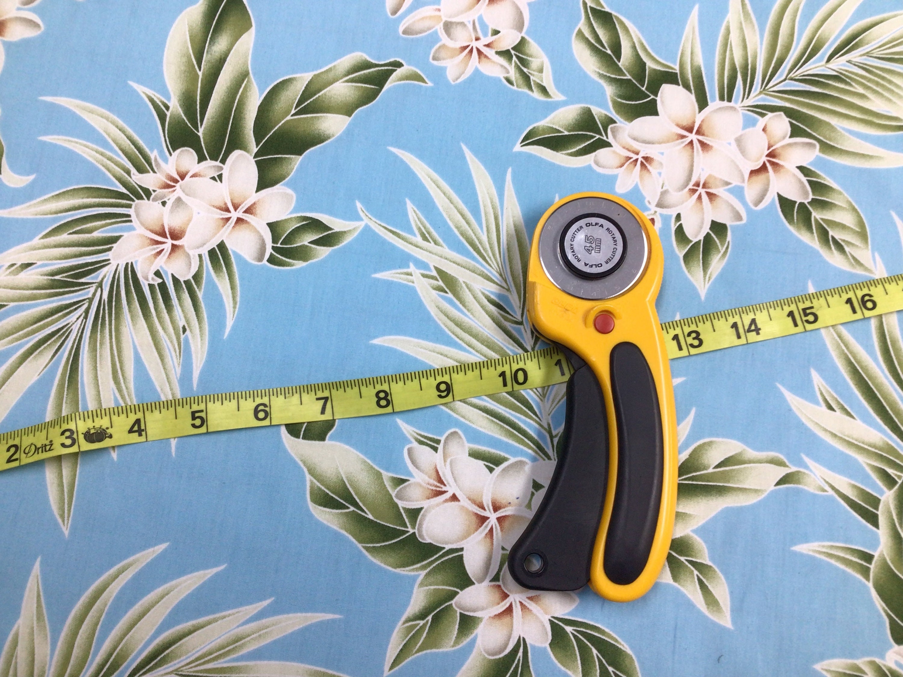 Tropical Hawaiian Print Fabric on Sky Blue Background 100% Cotton