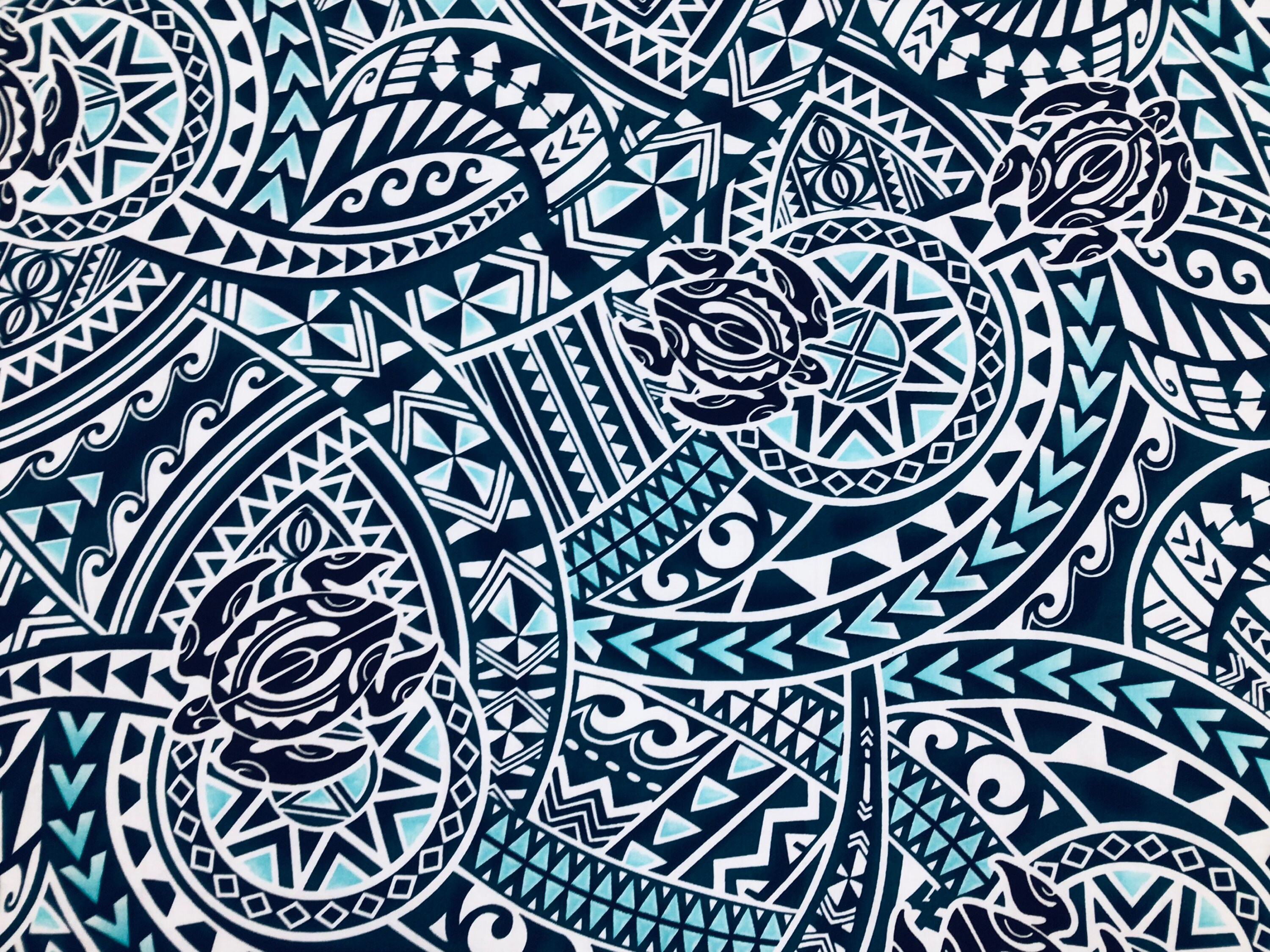 Turquiose and Navy Blue With Honu (turtle) Tribal Hawaiian Print