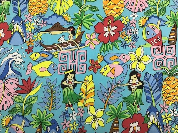 Fun Local Hawaiian Print Fabric 100% Cotton Sold by the Yard