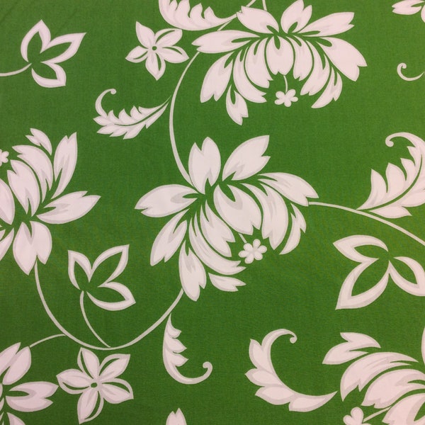 Lime Green and White Hawaiian Print (Yardage Available)